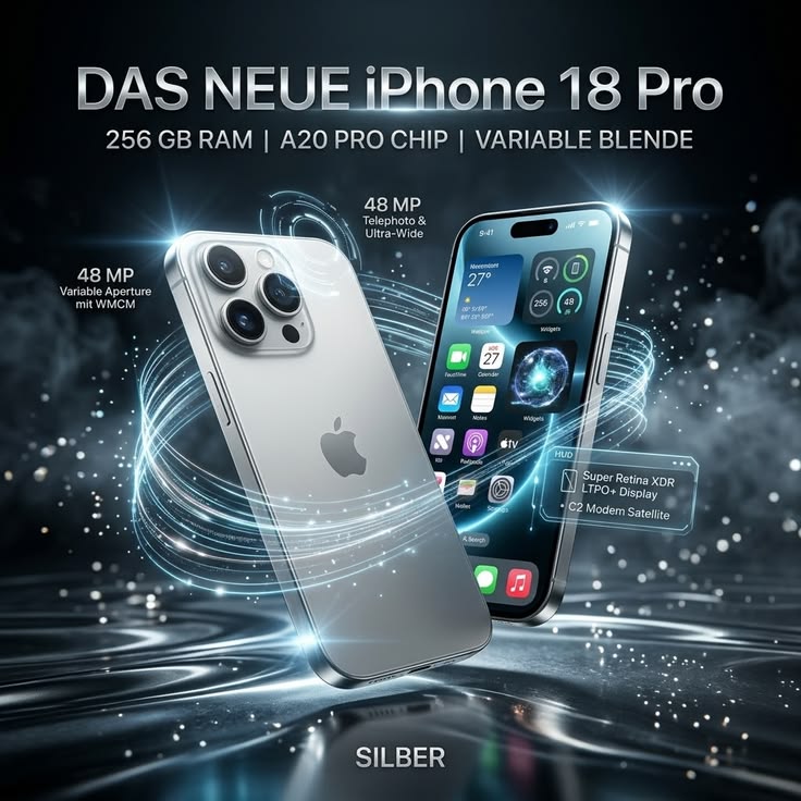 Apple iPhone 18 Pro 256 GB in Silber im Exzellenz-Goods-Pin